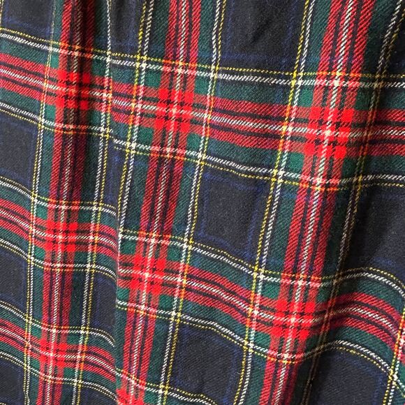 Vintage 80s Pendleton Black Red Tartan Plaid Wool A-Line Midi Skirt Size 16 - Picture 4 of 13